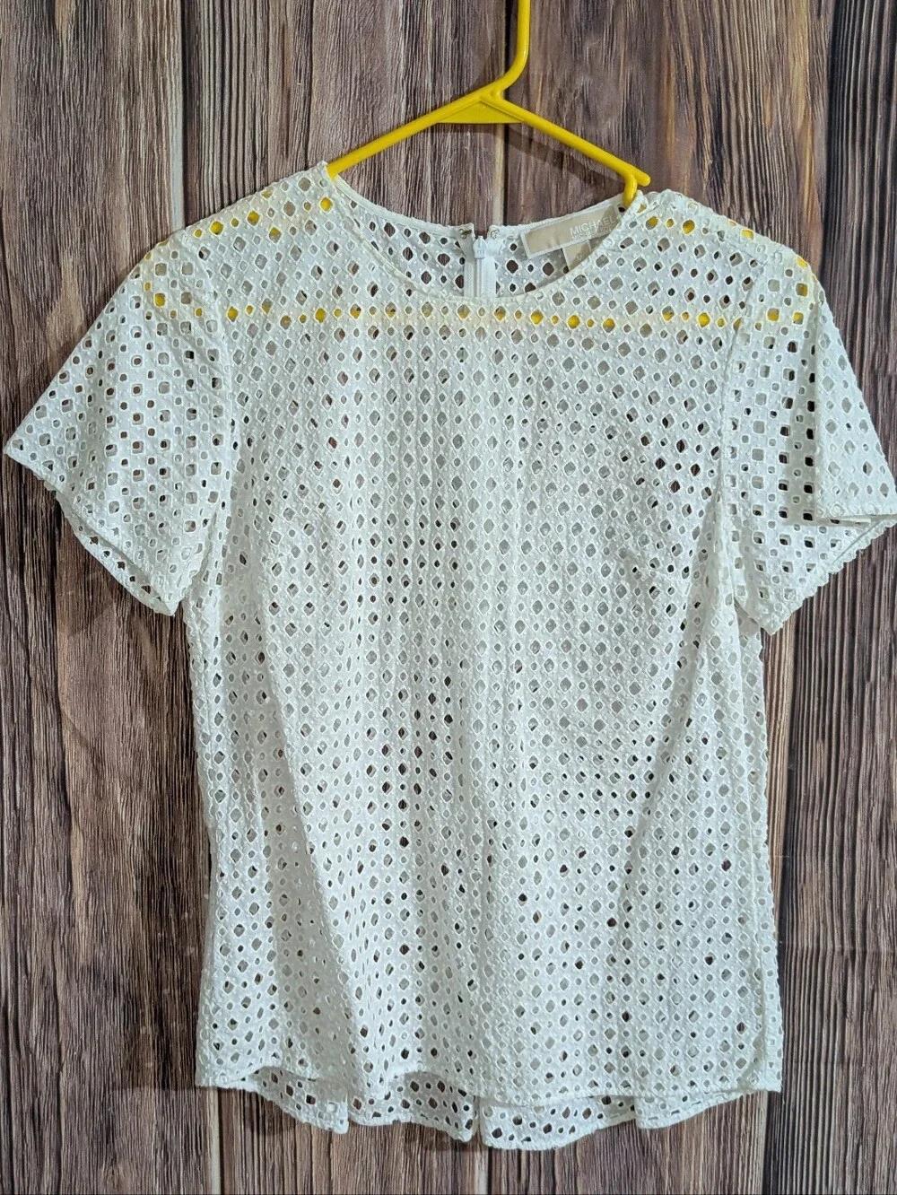 Michael Kors White Eyelet Short Sleeve Top
